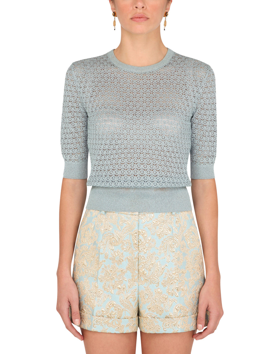 Lurex lace-stitch sweater