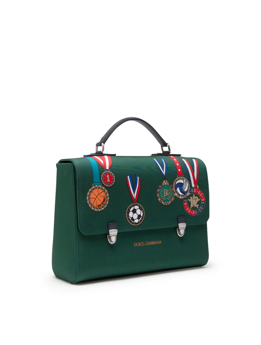 NYLON SATCHEL WITH MEDAL PRINT