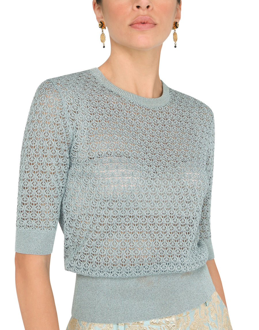 Lurex lace-stitch sweater