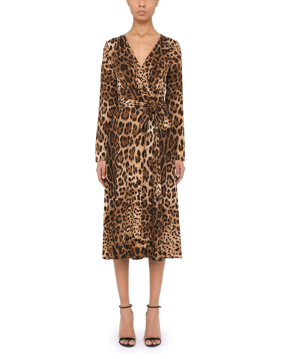 Leopard Print Belted Dress In Leo New