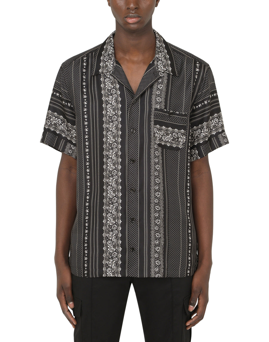 Geometric-print silk hawaiian shirt