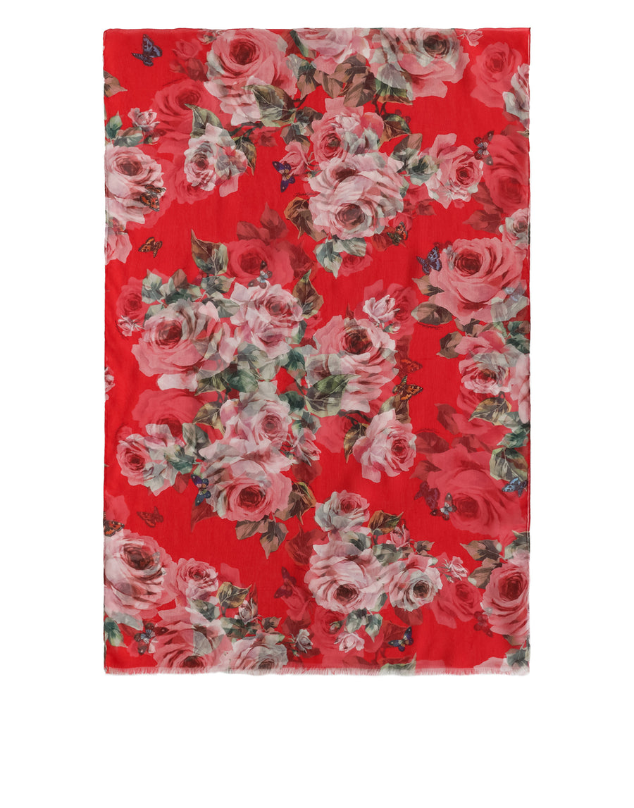 Silk scarf with rose print