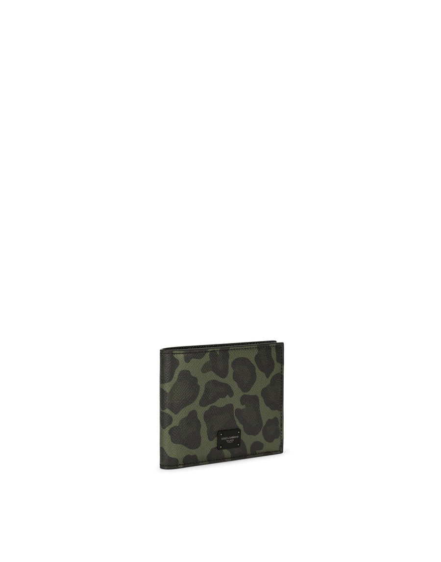 Dauphine calfskin bifold wallet with logo print