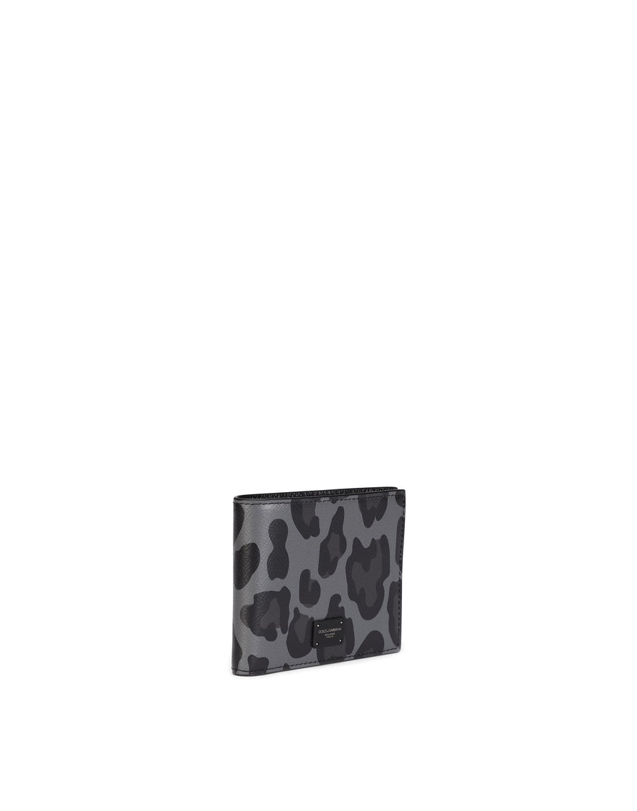 Dauphine calfskin bifold wallet with logo print