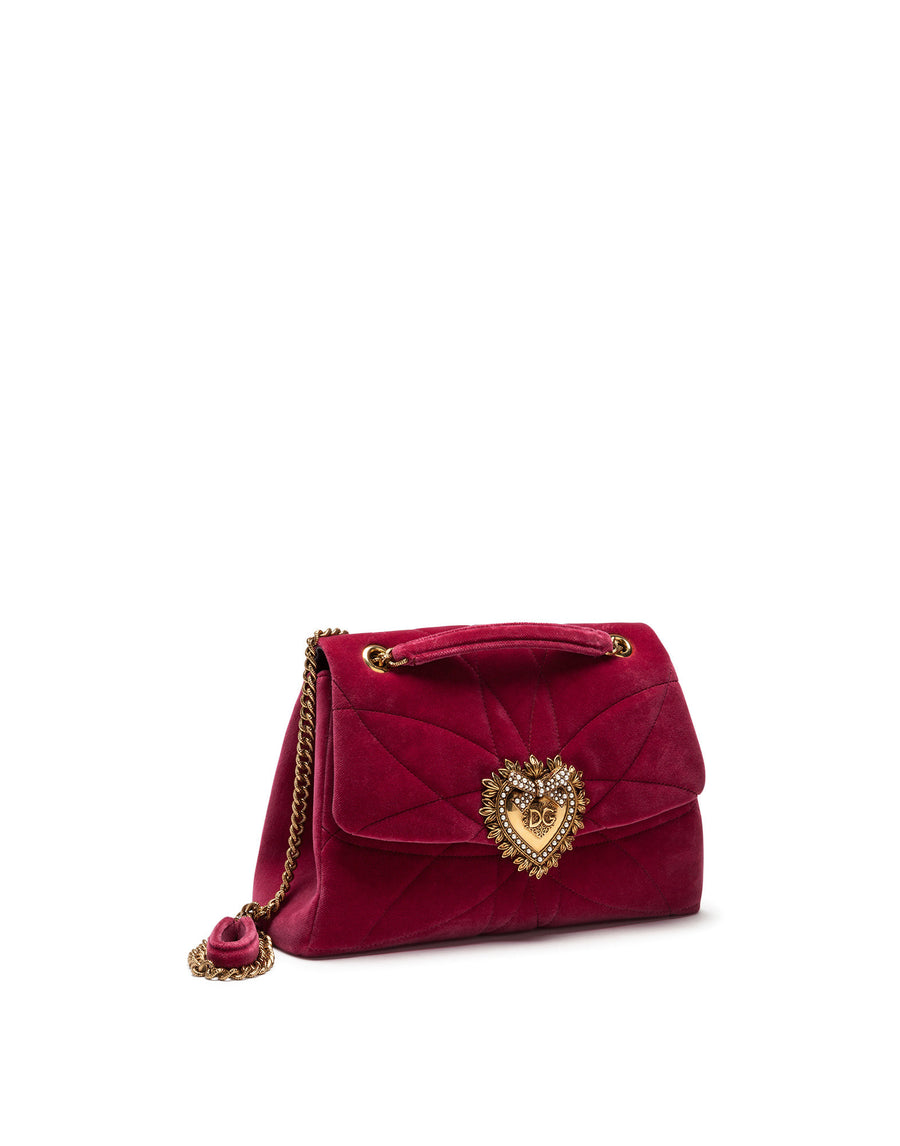 LARGE DEVOTION SHOULDER BAG IN QUILTED VELVET