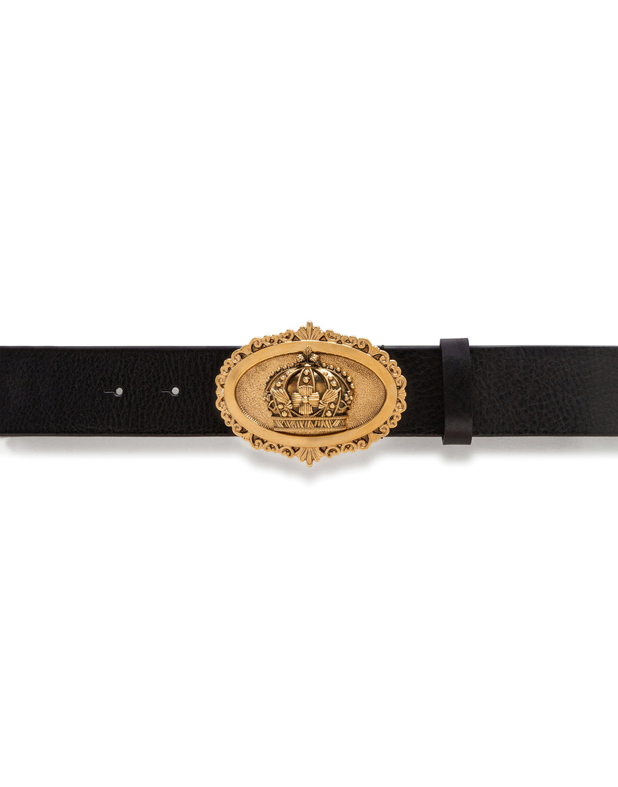 Leather belt with plate