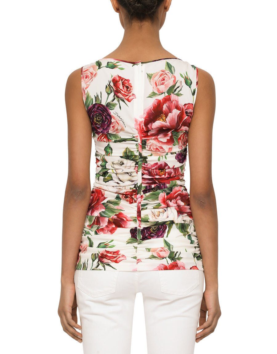 Dolce & Gabbana Silk Blouse With Peonies Print