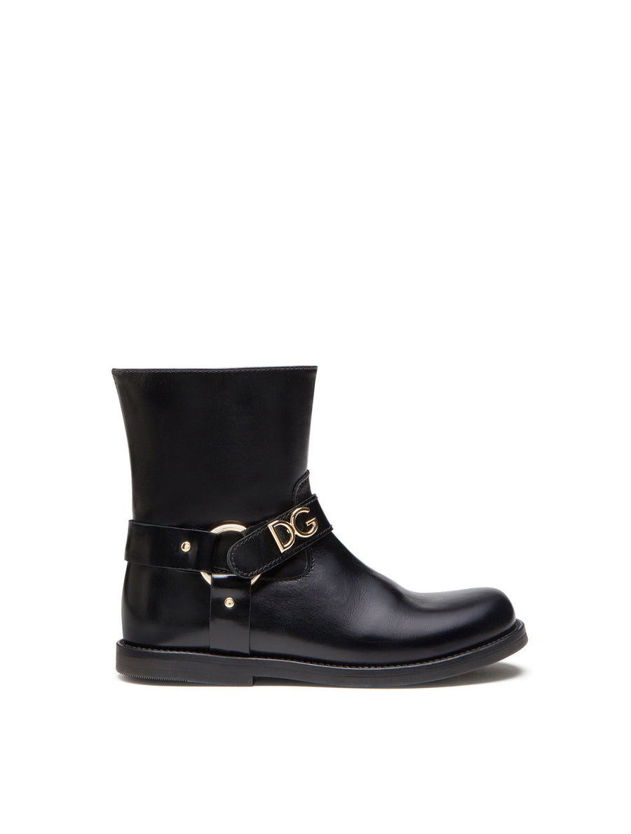 CALFSKIN ANKLE BOOTS WITH LETTERING