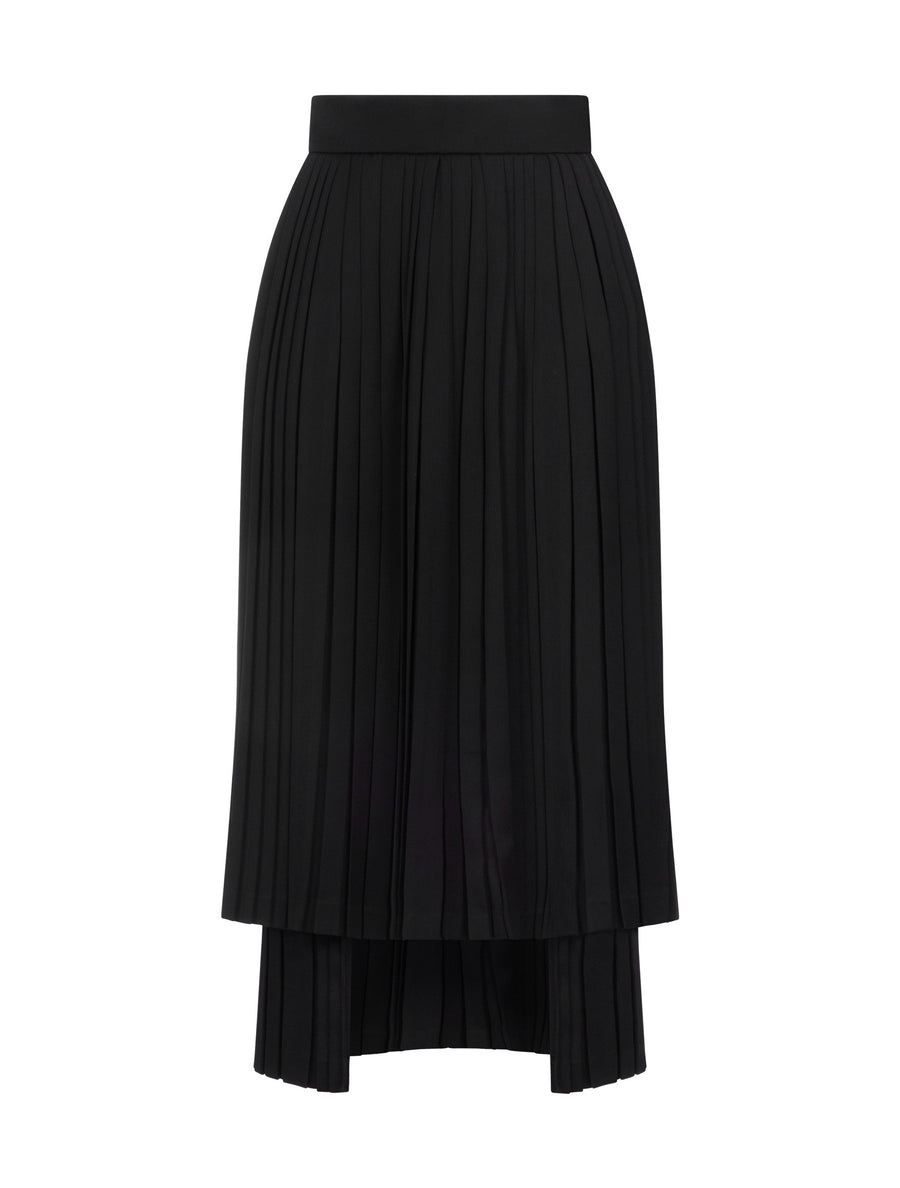 Asymmetrical pleated cady skirt