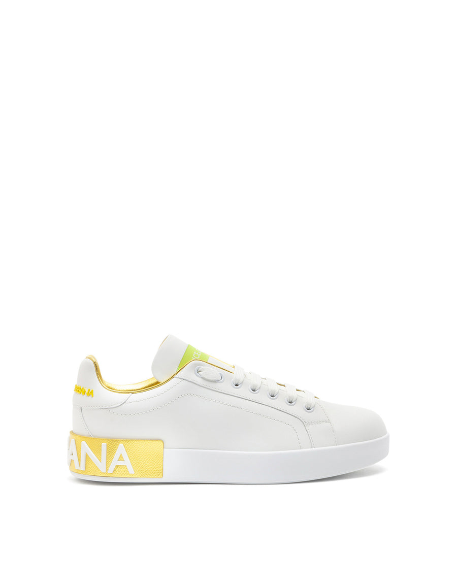 Calfskin nappa Portofino sneakers with lamé details