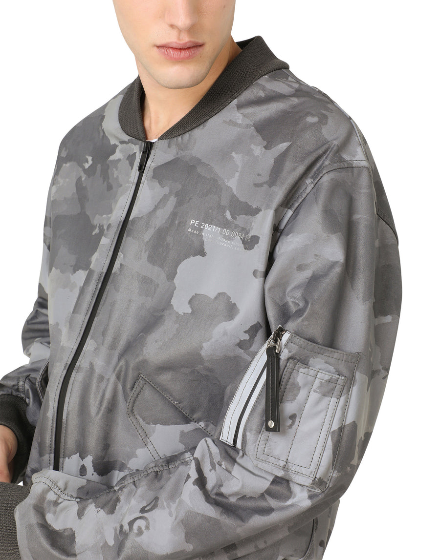 Camouflage-print cotton jacket with logo