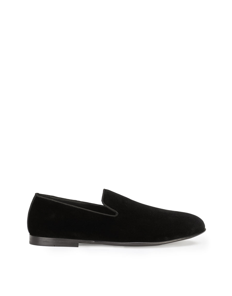 Solid-coloured velvet loafer