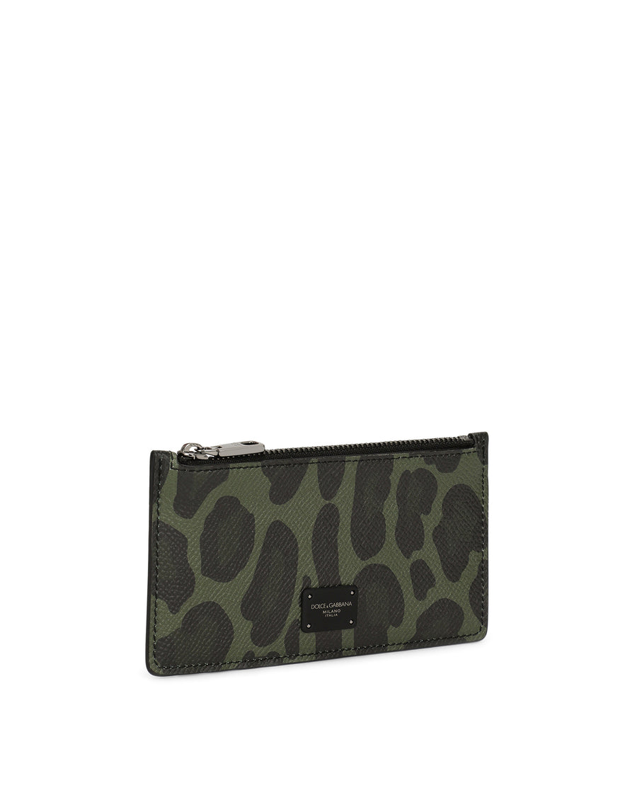 Dauphine calfskin card holder with logo print