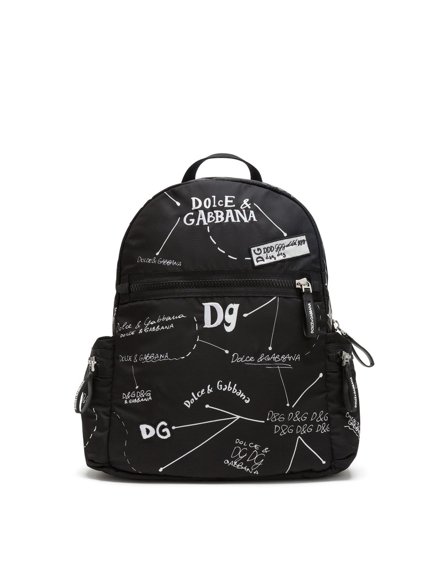 NYLON BACKPACK WITH LOGO PRINT