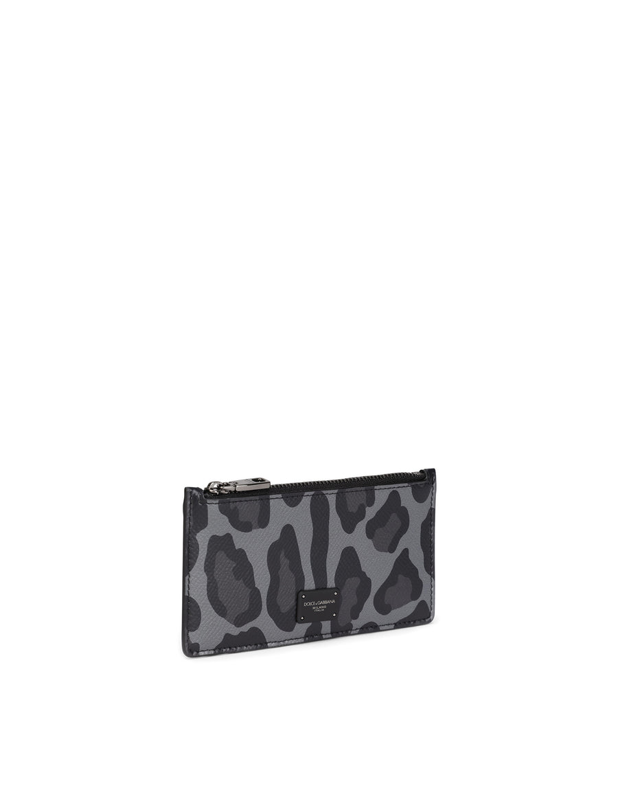 Dauphine calfskin card holder with logo print