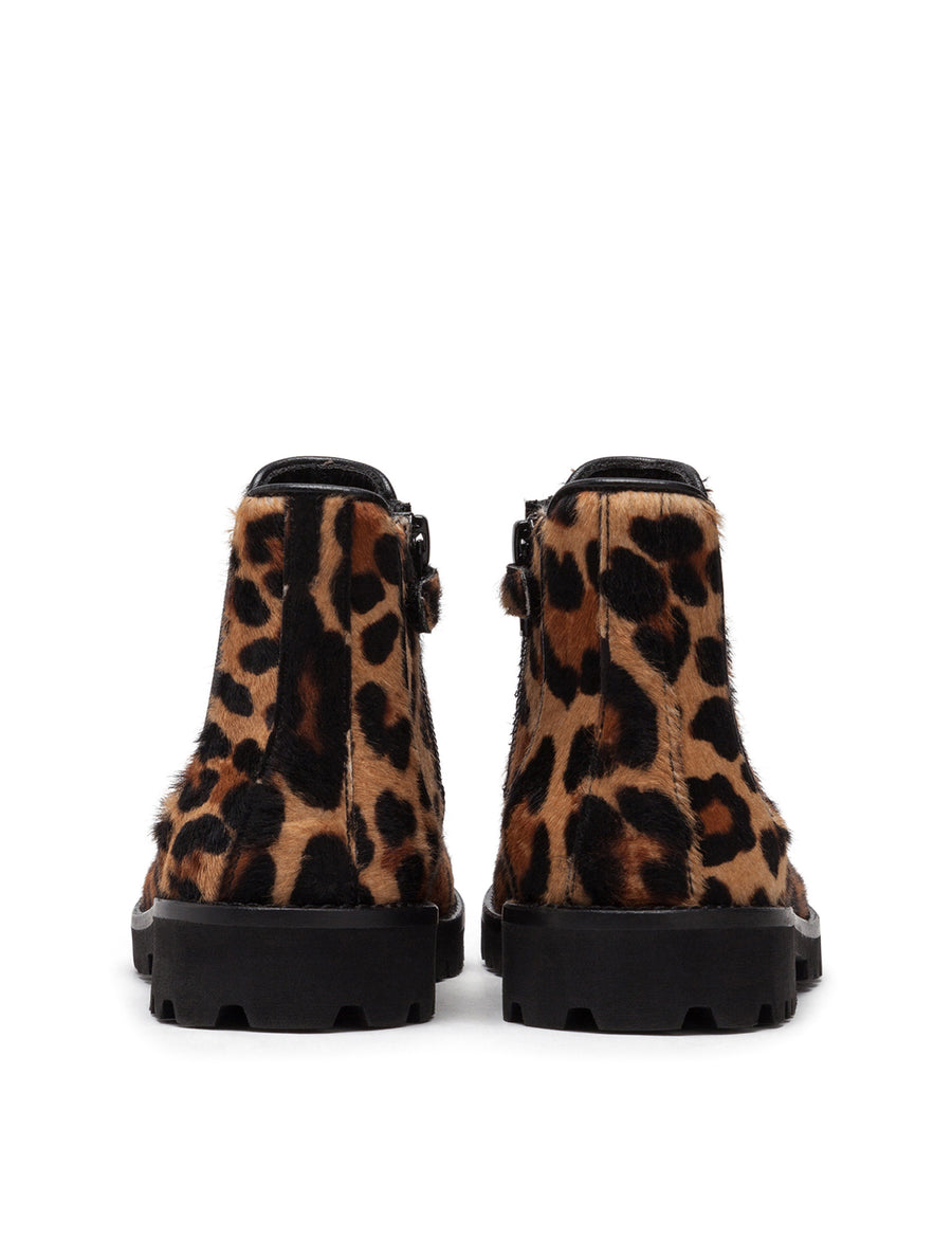 LEOPARD-PRINT PONY HAIR BEATLE BOOTS