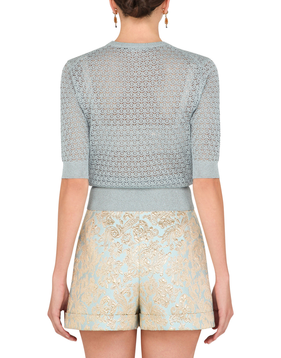 Lurex lace-stitch sweater