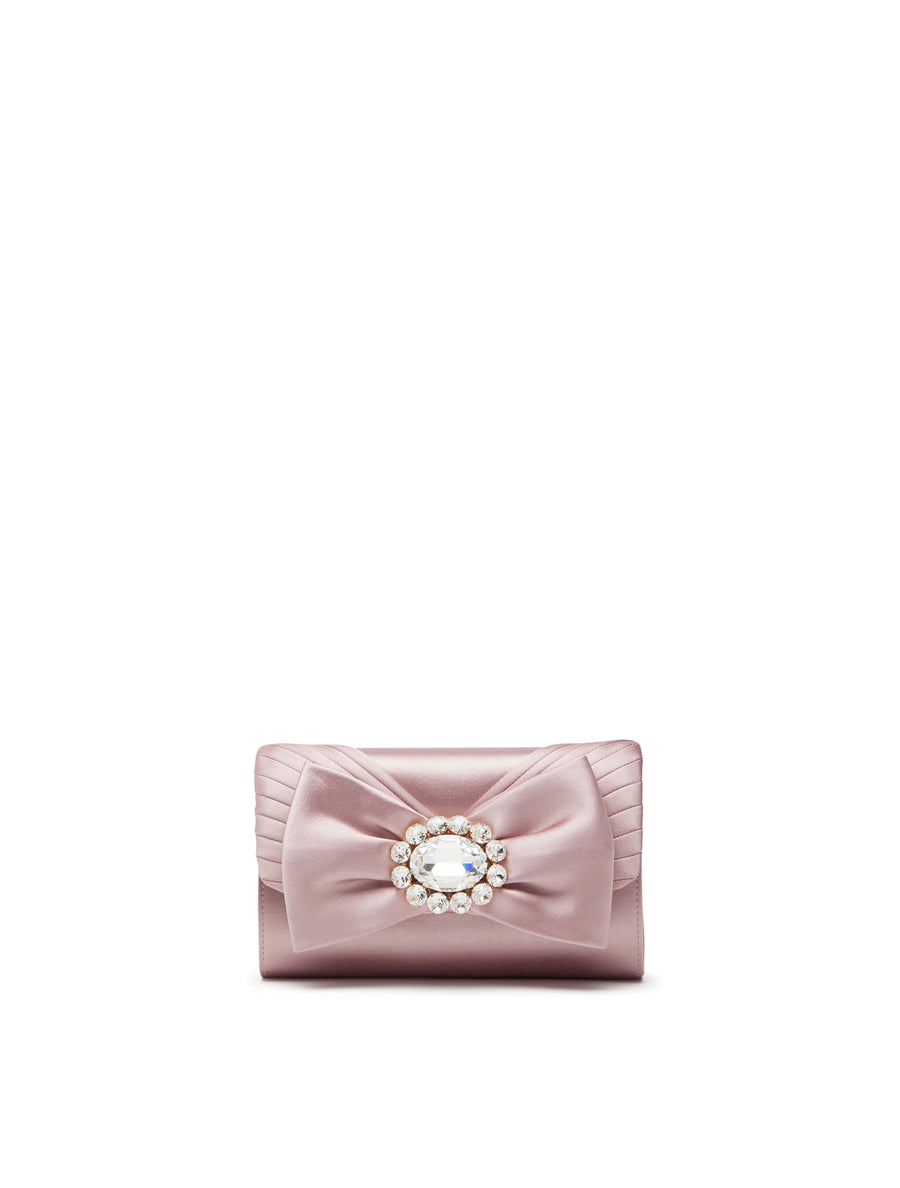 Satin microbag with jewel bow