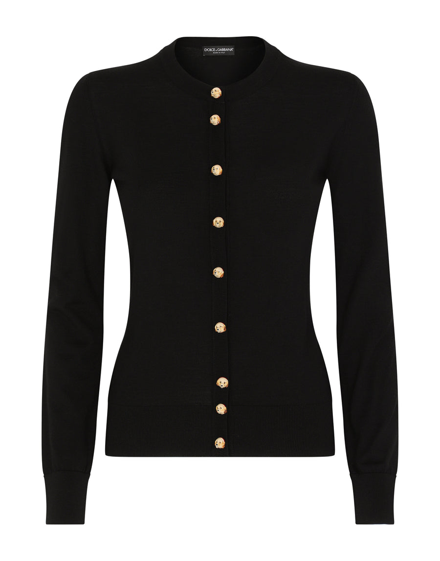 Dolce & Gabbana Cardigan In Solid-Coloured Wool Satin