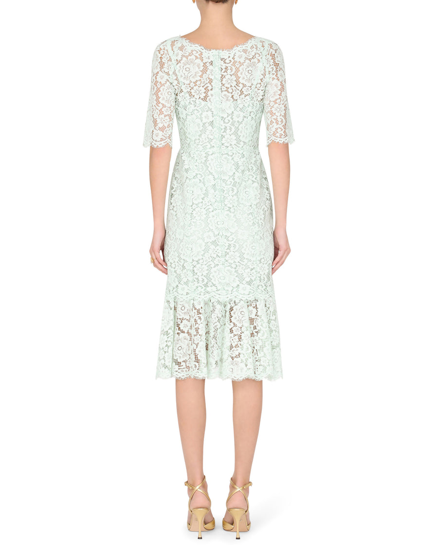 Lace midi dress with ruffle detailing