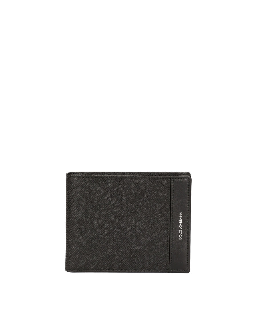 Solid-coloured printed leather wallet