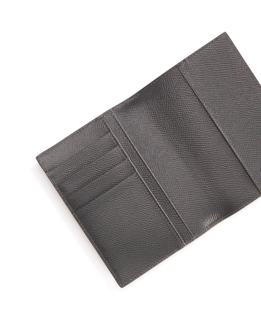 Dauphine calfskin passport holder with branded plate