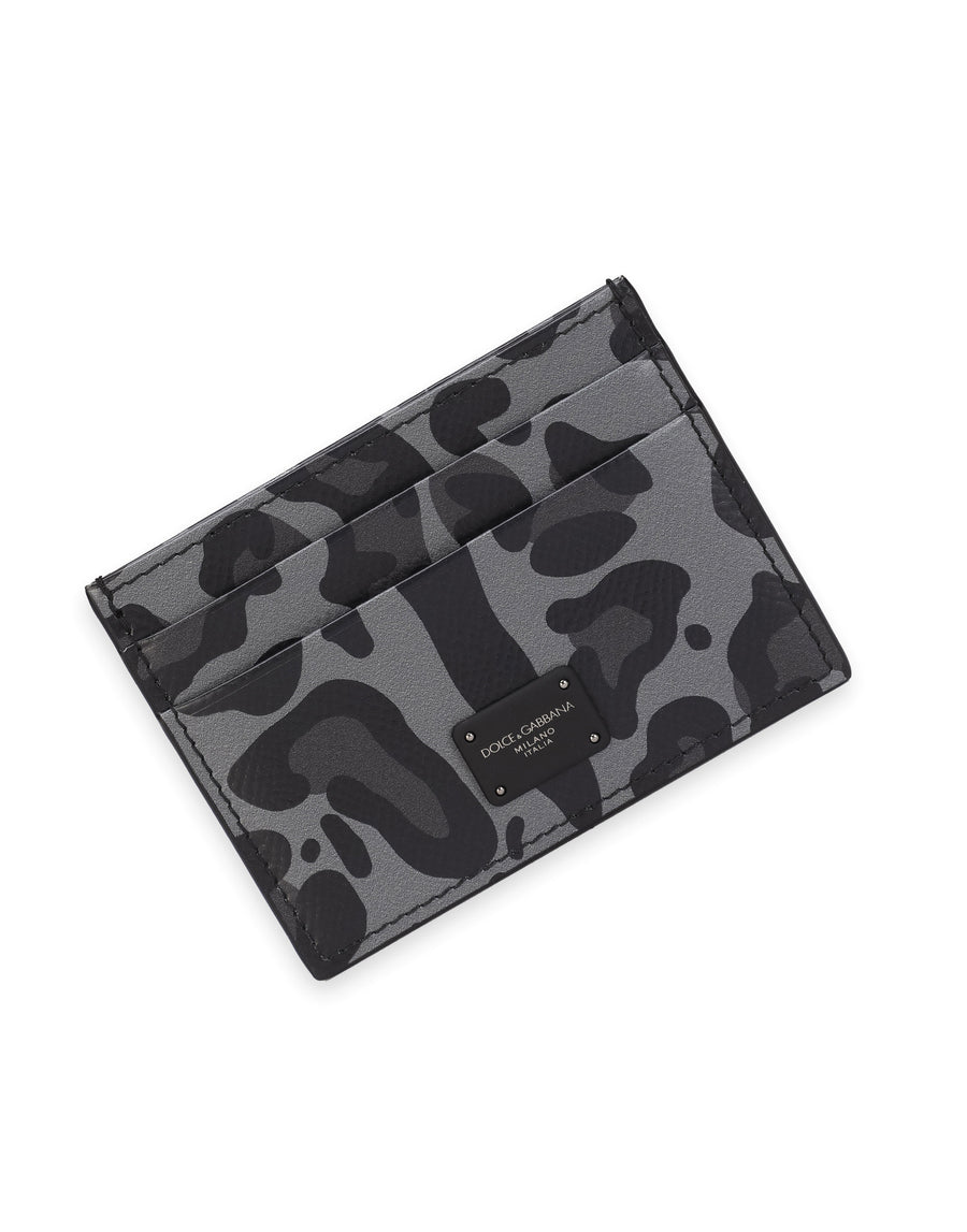 Dauphine calfskin card holder with logo print