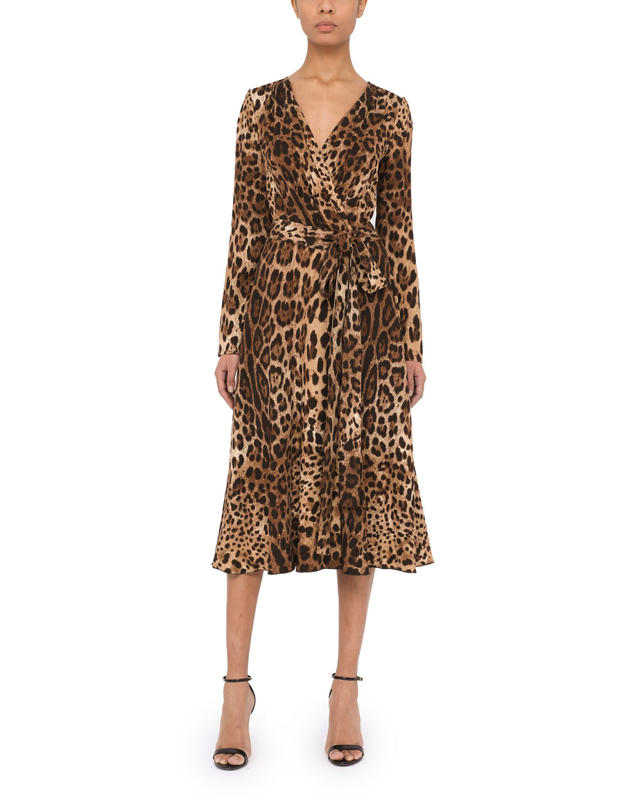 Leopard Print Belted Dress In Leo New