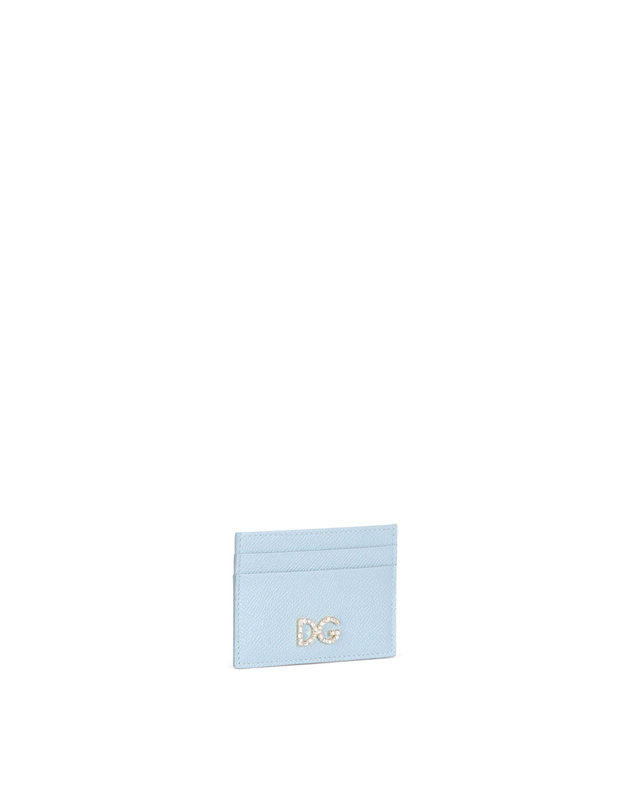 Dauphine calfskin card holder with rhinestone-detailed DG logo