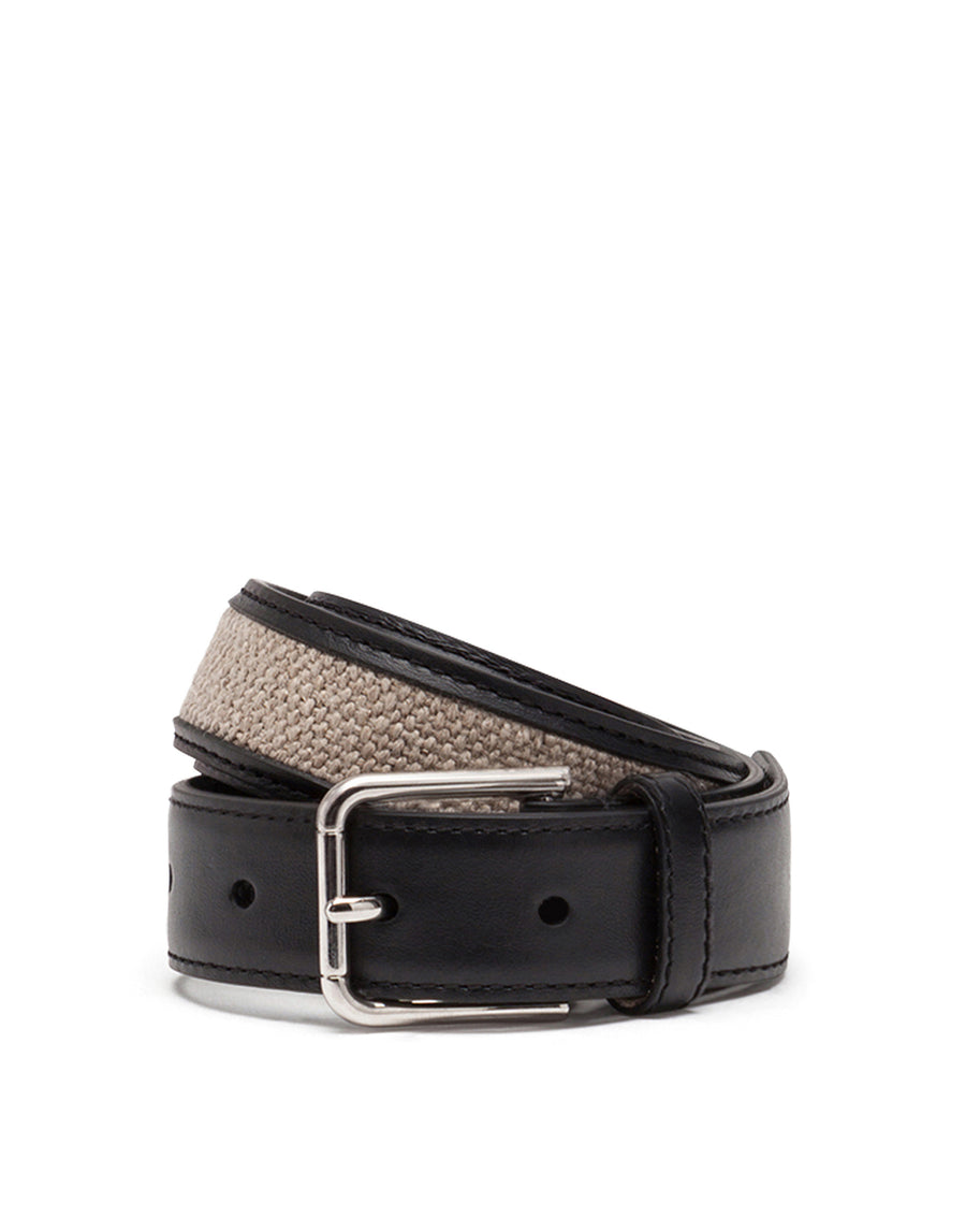 Linen and calfskin belt