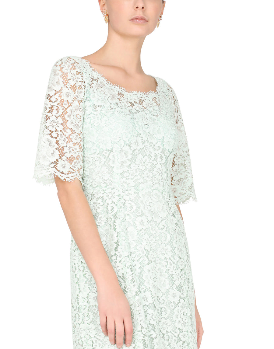 Lace midi dress with ruffle detailing