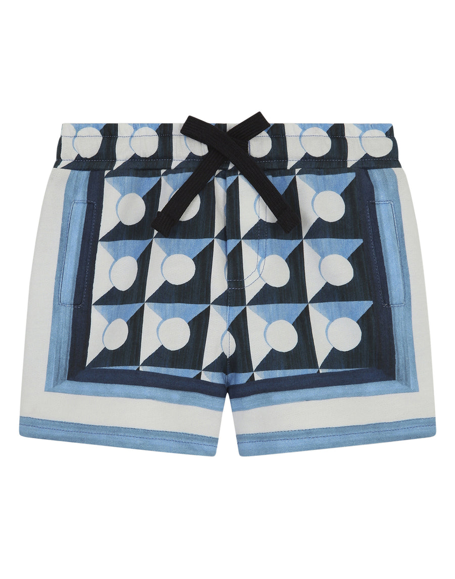 Jersey jogging shorts with geometric print