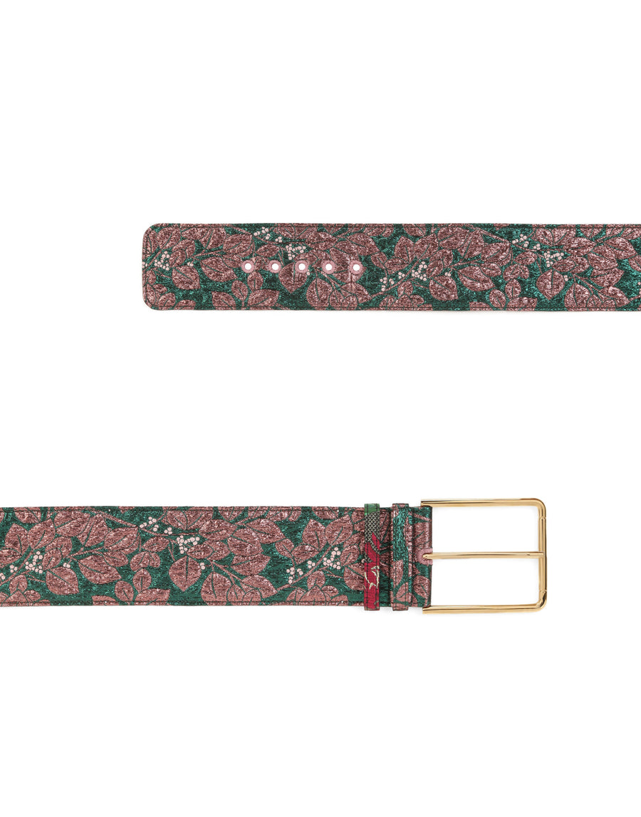 Floral lurex jacquard belt