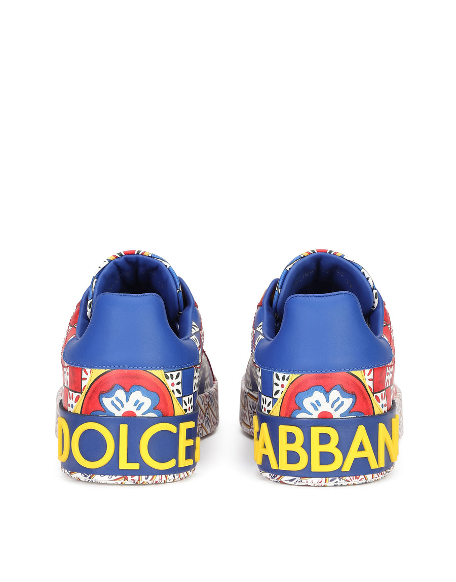 Calfskin nappa Portofino sneakers with Carretto print