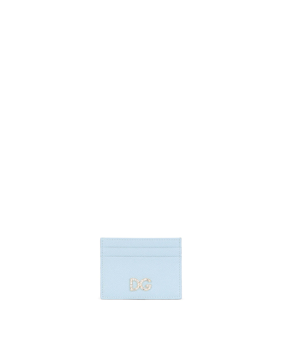 Dauphine calfskin card holder with rhinestone-detailed DG logo