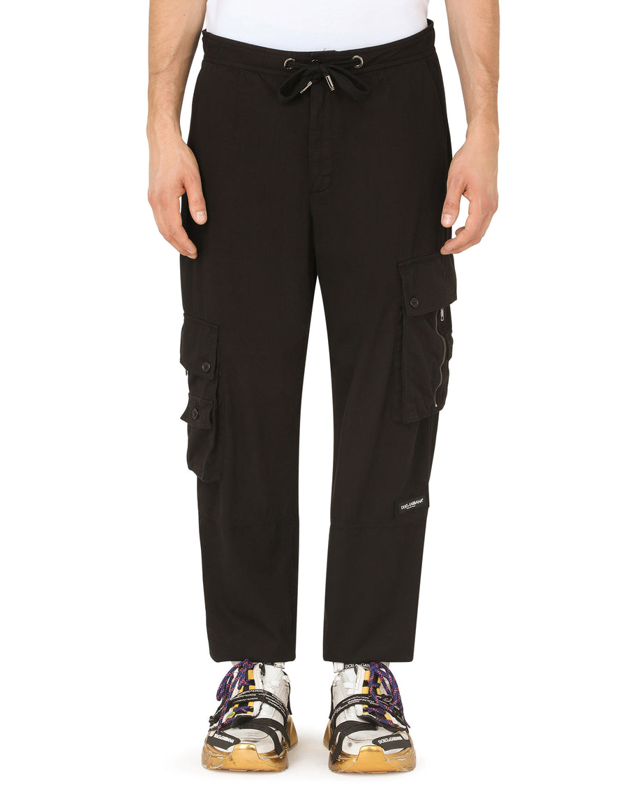 Garment-dyed stretch cotton jogging pants