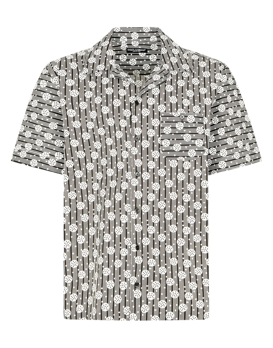 Geometric-print cotton hawaiian shirt