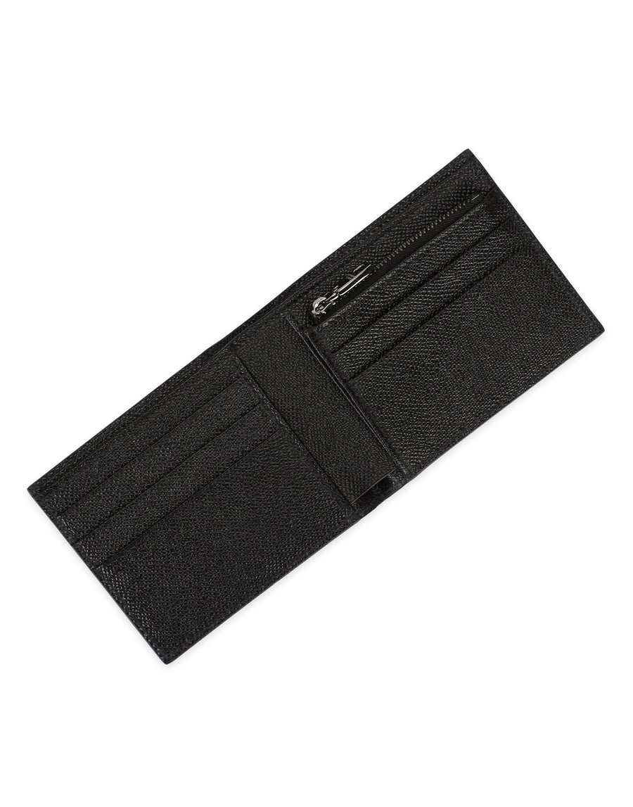 Dauphine calfskin bifold wallet with logo print