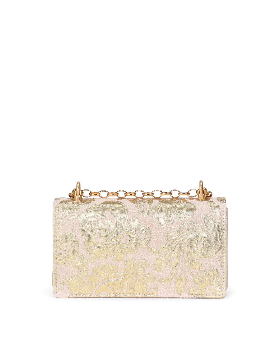 DG Girls phone bag in floral lamé brocade