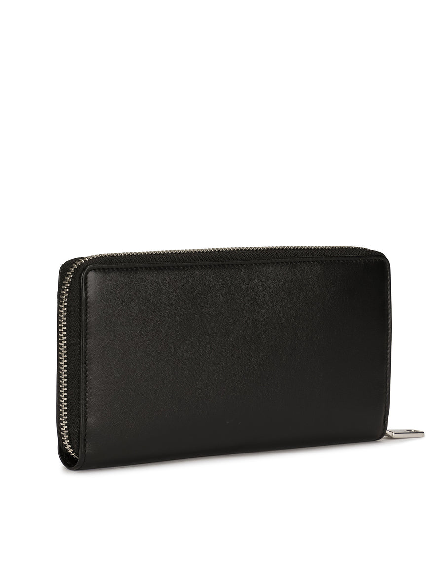 Zip-around hammered leather wallet