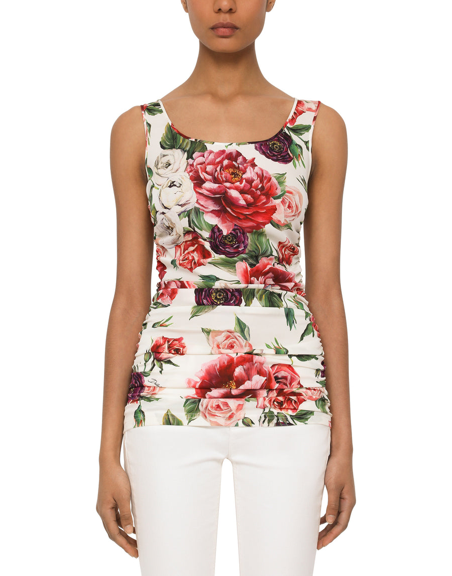 Dolce & Gabbana Silk Blouse With Peonies Print