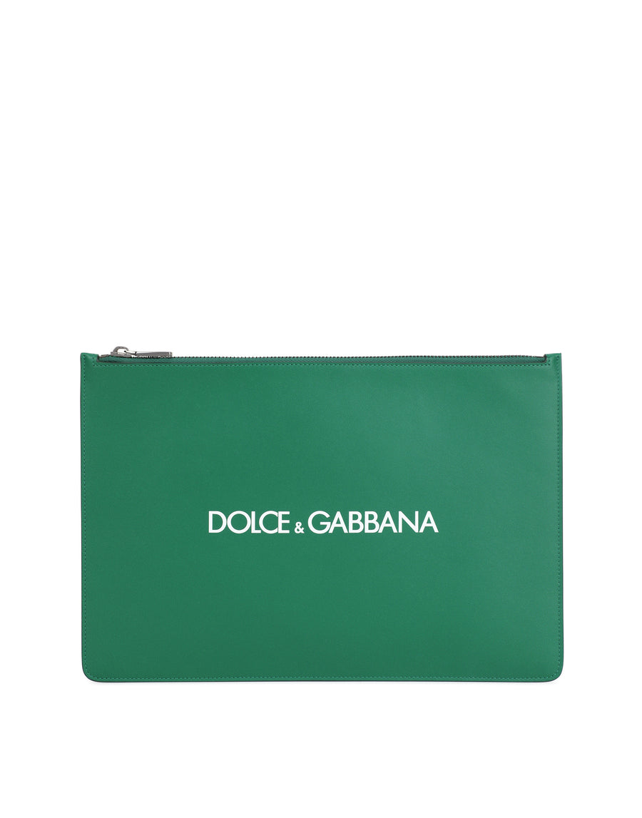 Document holder in calf leather with printed logo