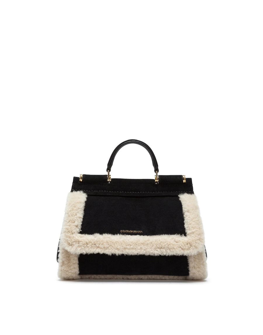 Mini bag in suede with eco fur