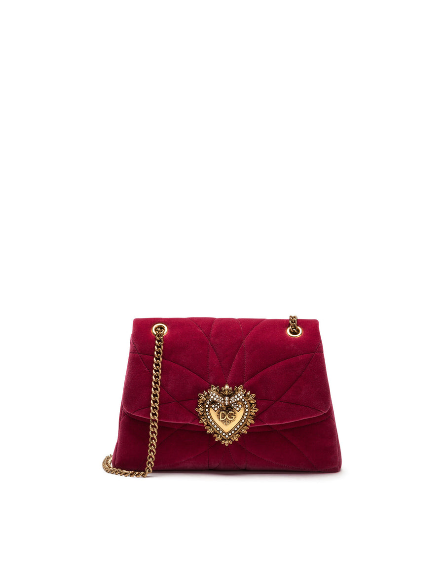 LARGE DEVOTION SHOULDER BAG IN QUILTED VELVET