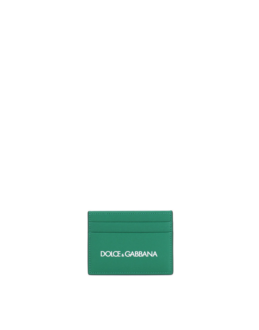 Cardholder in calf leather with printed logo