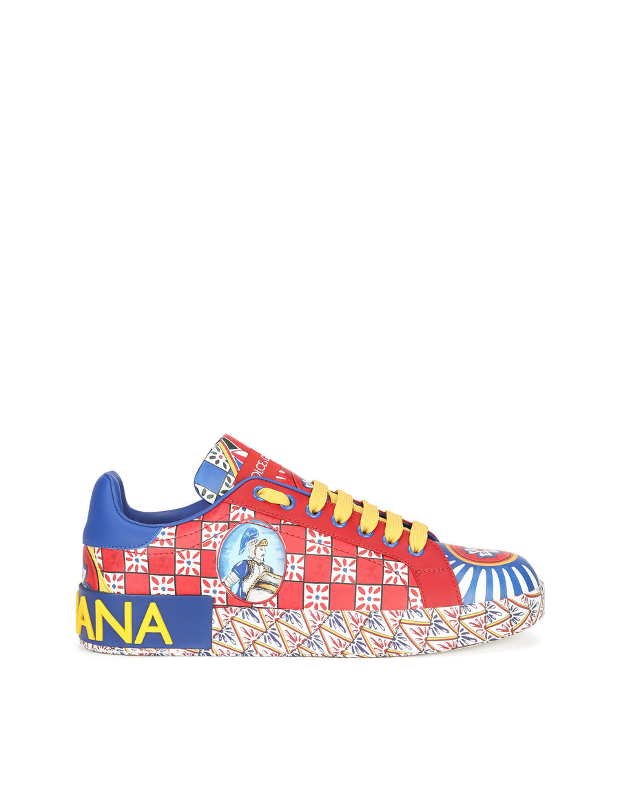 Calfskin nappa Portofino sneakers with Carretto print