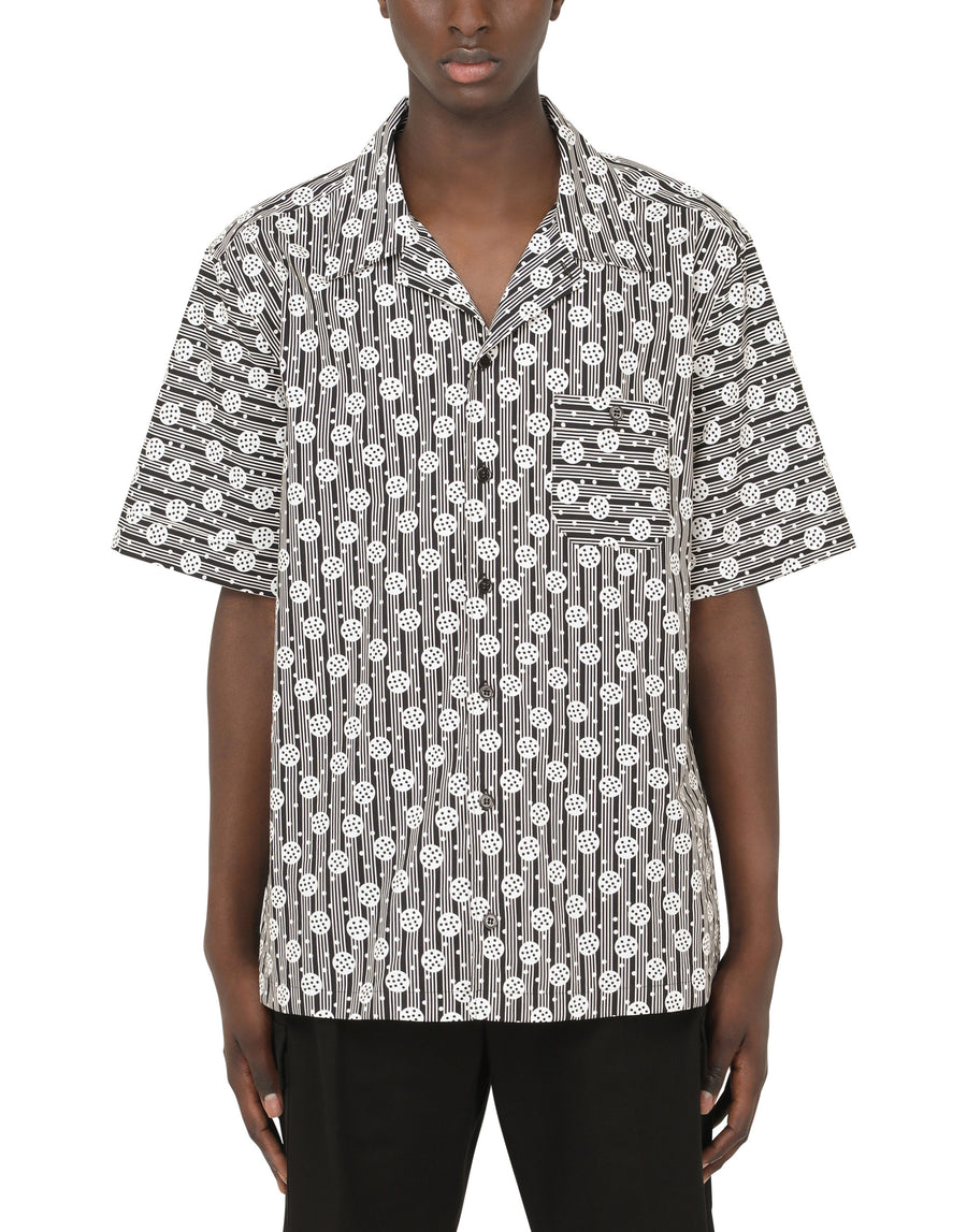 Geometric-print cotton hawaiian shirt