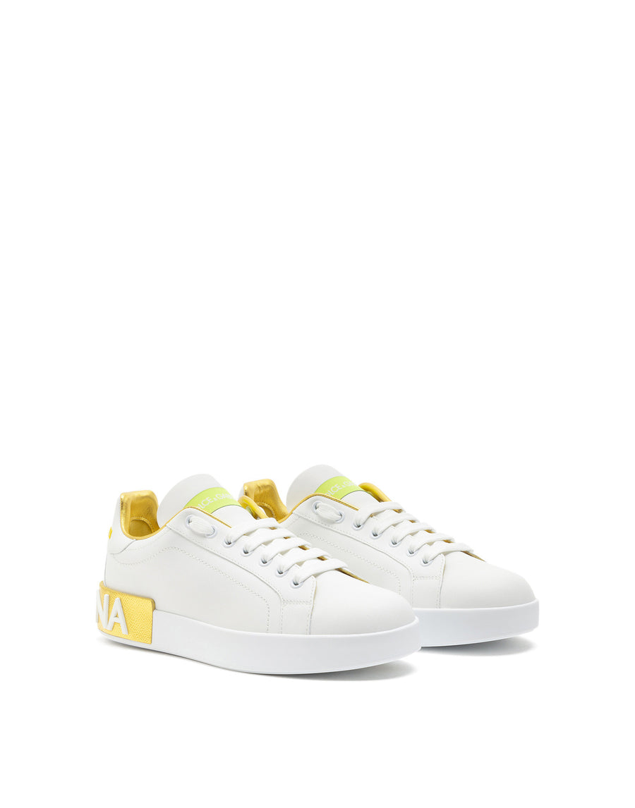 Calfskin nappa Portofino sneakers with lamé details