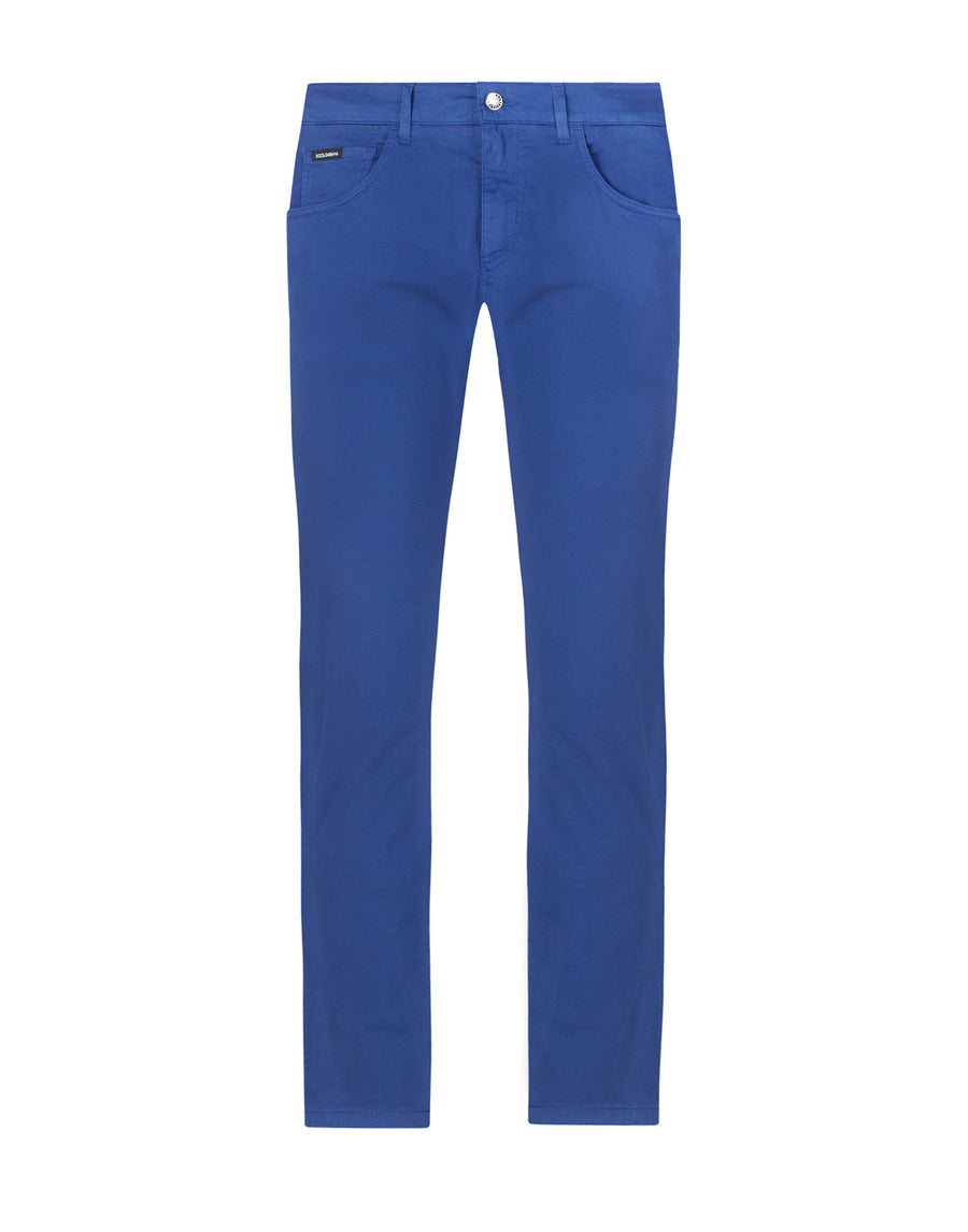 Solid-coloured stretch cotton trousers