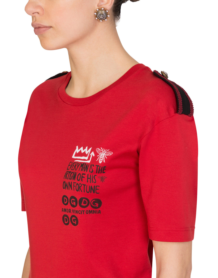 Jersey t-shirt with epaulettes